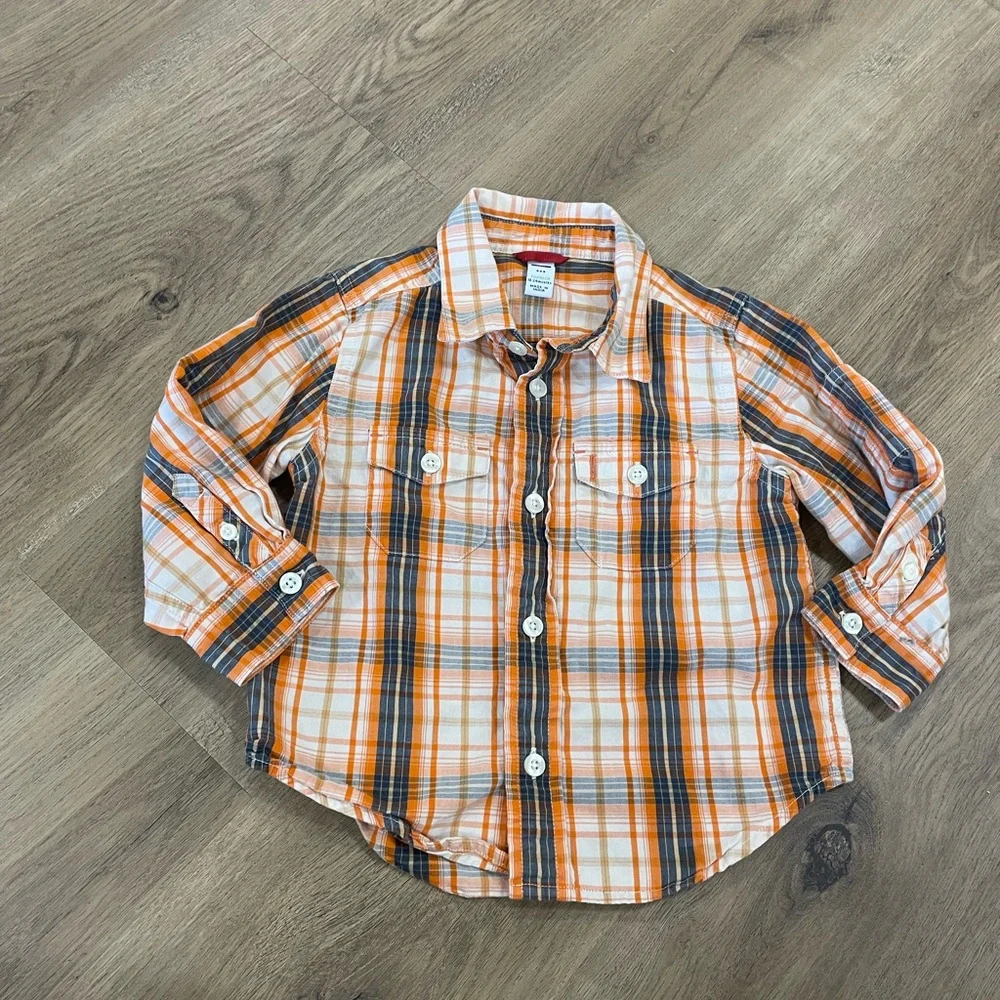 Baby Gap boys‎ fall colored plaid button up shirt size 18-24 months